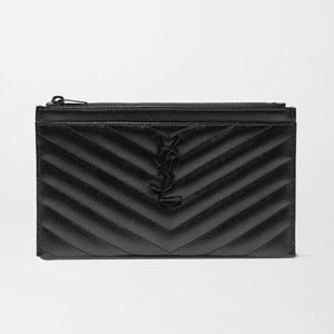 Monogramme quilted textured-leather pouch